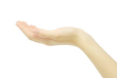 Empty hand isolated on white backgroundの写真素材