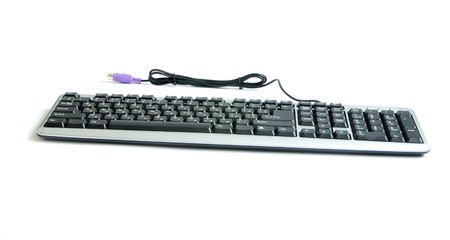isolated black keyboard on a white backgroundの写真素材