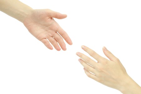 Two hands isolated on a white backgroundの写真素材