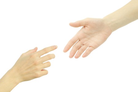 Two hands isolated on a white backgroundの写真素材