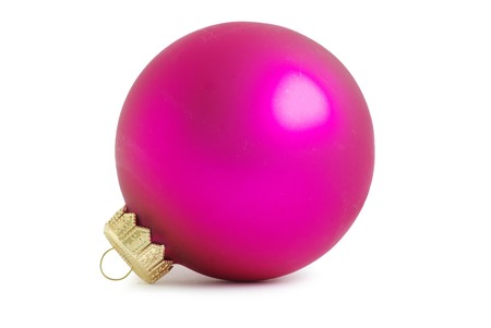 Pink christmas ball isolated on white backgroundの写真素材