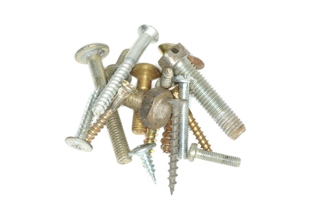 Macro screw, bolts isolated on white background