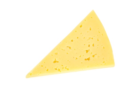 piece of cheese isolated on a white backgroundの写真素材