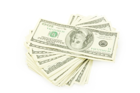 stack of money isolated on white background