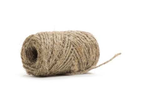 Ball of gray yarn isolated on white background