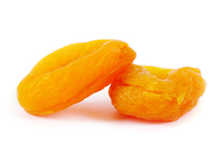 dried apricots on white backgroundの写真素材
