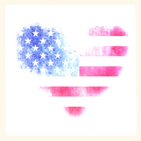 The USA flag in the form of a heartの写真素材