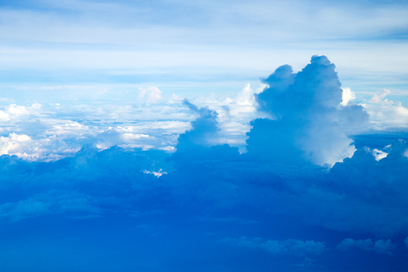 clouds. view from the window of an airplane flying in the cloudsの写真素材