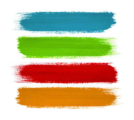 colored paint strokes on whiteの写真素材