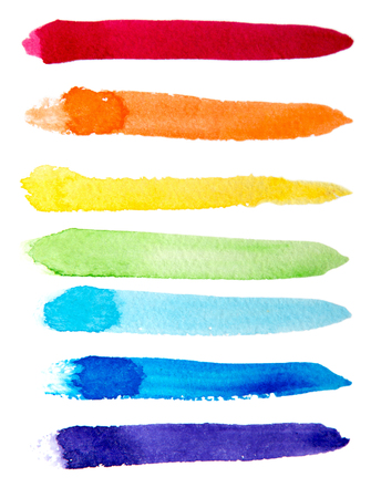 colored paint strokes on whiteの写真素材