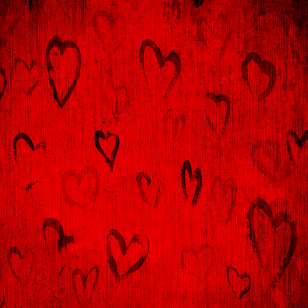 Red background Valentine's Day hearts.の写真素材