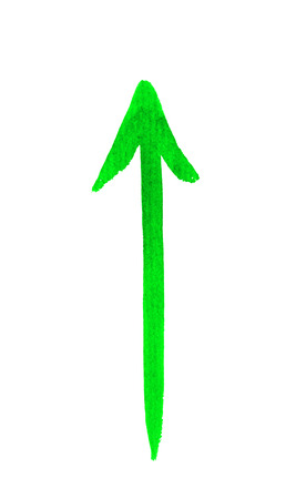green arrow isolated on white backgroundの写真素材