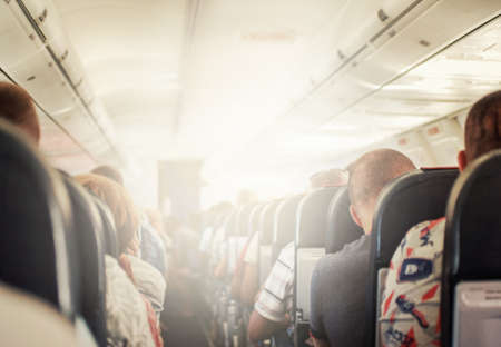 The interior of the aircraft with passengers, flew