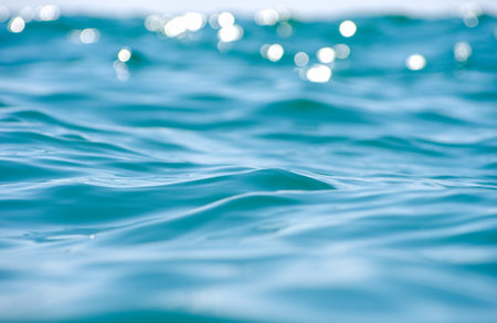 Lights on sea background. waves.の写真素材