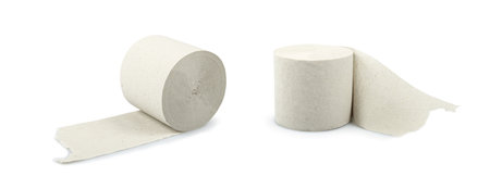 toilet paper isolated on whiteの写真素材