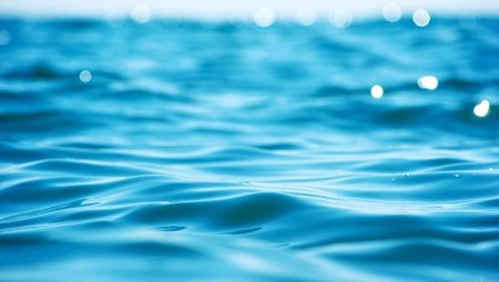Blue sea water background textureの写真素材