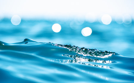 Lights on sea background. waves.の写真素材