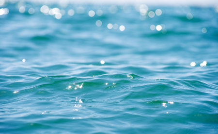 Lights on sea background. waves.の写真素材