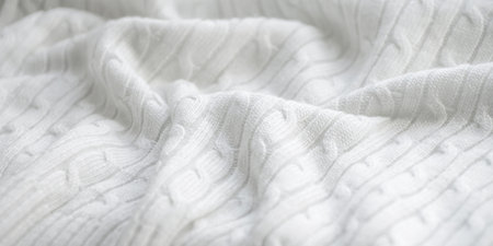White knitted fabric background textureの写真素材