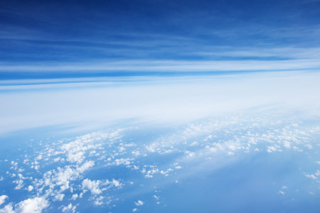 Clouds, a view from an airplane windowの写真素材