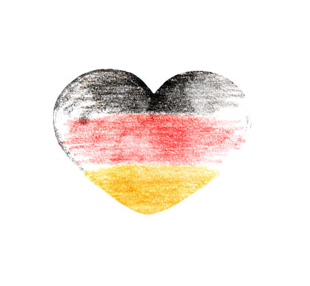 Germany heart retro flag on a white backgroundの写真素材