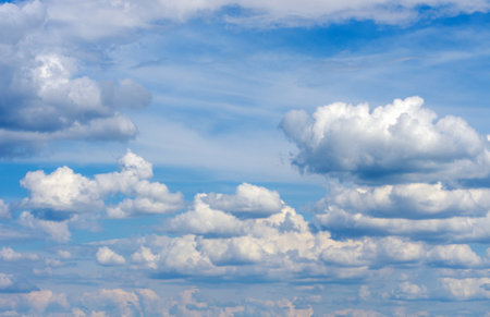 white clouds in blue skyの写真素材