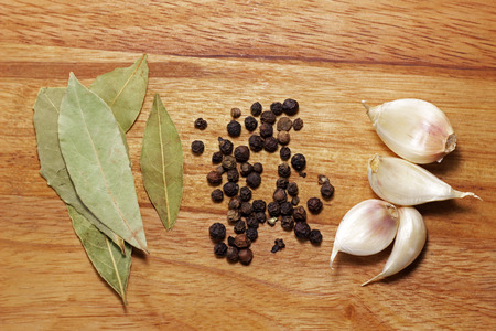 Fresh Herbs on wooden backgroundの写真素材