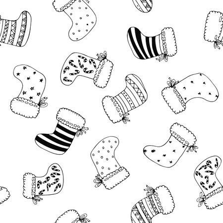 Xmas socks in black and white.のイラスト素材