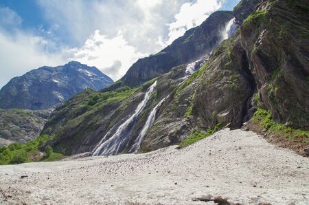 Dombay. First Sofrudzhu Fall. Nature and travel. Russia, North Caucasus, Karachay-Cherkessiaの写真素材