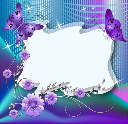 Magic floral background with butterflies and a place for text or photoのイラスト素材
