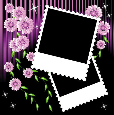 Page layout photo album with flowersのイラスト素材