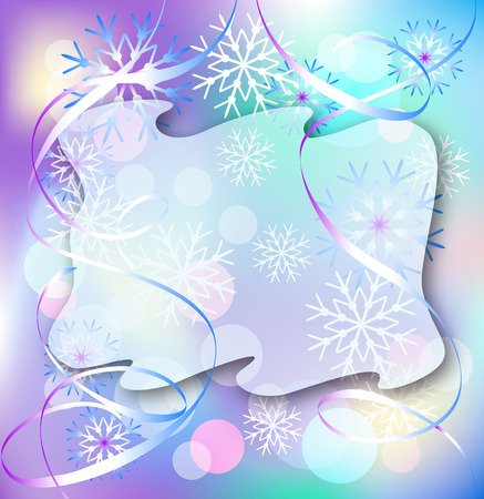 Christmas background with serpentine and snowflakesのイラスト素材