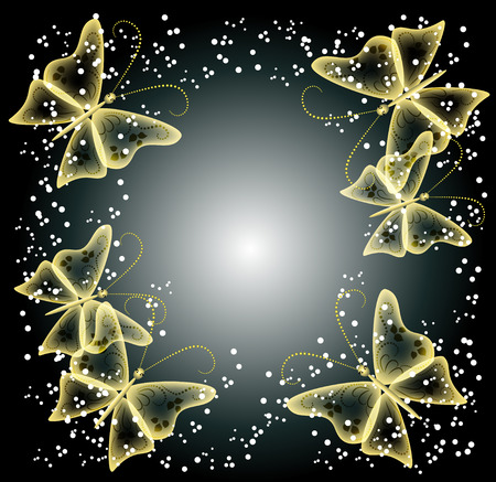 Glowing transparent butterfliesのイラスト素材