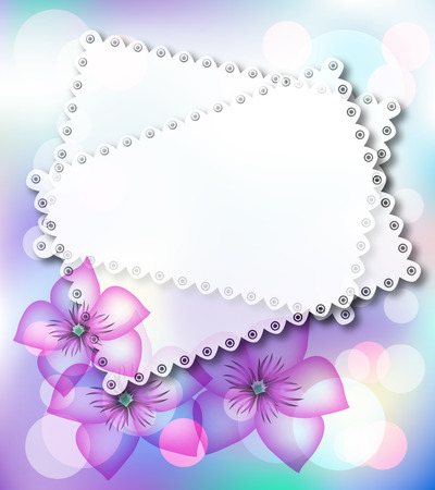 Magic background with flowers, stars and a place for text or photo.のイラスト素材