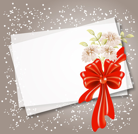 Background for text or photo with flowers and red bowのイラスト素材
