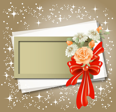 Background for text or photo with flowers and red bowのイラスト素材