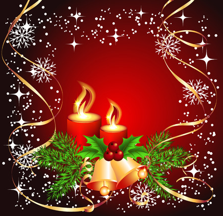 Christmas background with candles, bells for photos or text のイラスト素材