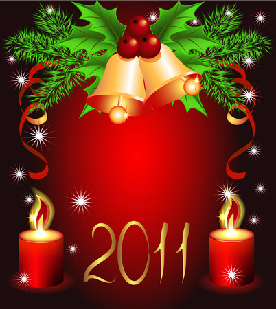Christmas background with candles, bells for photos or textのイラスト素材