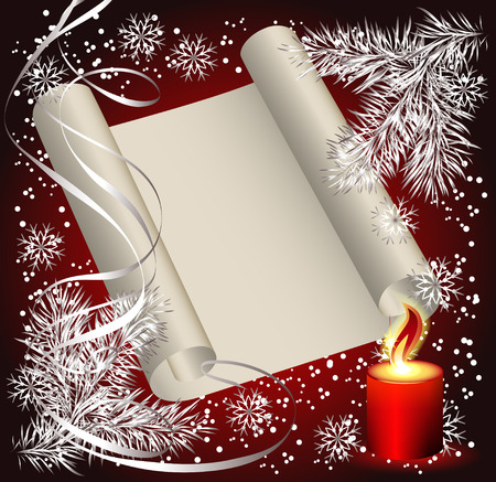 Christmas background with candles, parchment for photos or textのイラスト素材