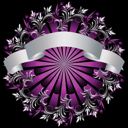 Background with silver ornament and elegant ribbonのイラスト素材