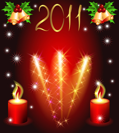 Christmas background with candles and bells のイラスト素材