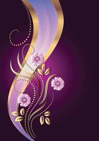 Background with ornament and elegant ribbon のイラスト素材