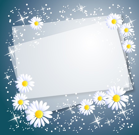 Magic background with camomiles;  and a place for text or photo.のイラスト素材