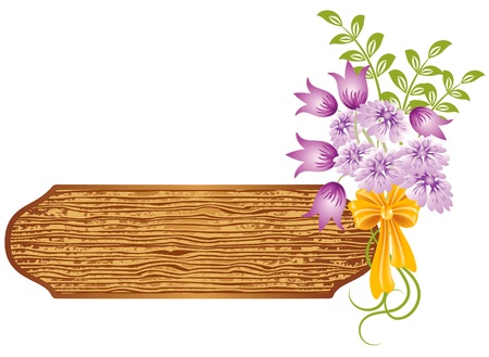 Abstract background with wooden texture and flowersのイラスト素材