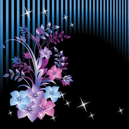 Flowers ornament with striped and starsのイラスト素材