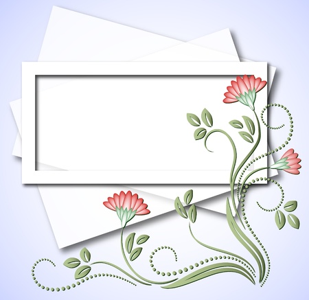 Background for text or photo with flowers, paper and frameのイラスト素材