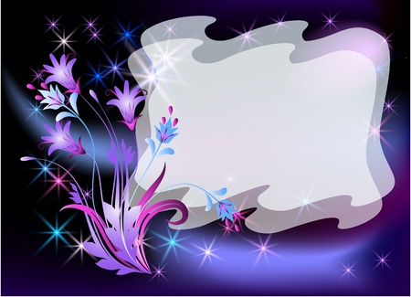 Glowing background with  flowers and stars のイラスト素材