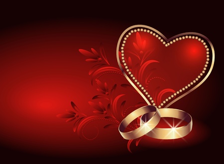 Card with wedding ring and heartのイラスト素材