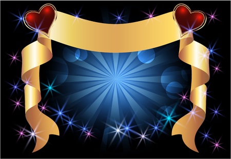 Card with decorative ribbon and hearts のイラスト素材