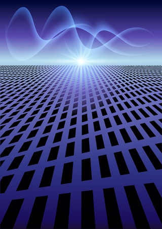 Digital background with star and wavesのイラスト素材